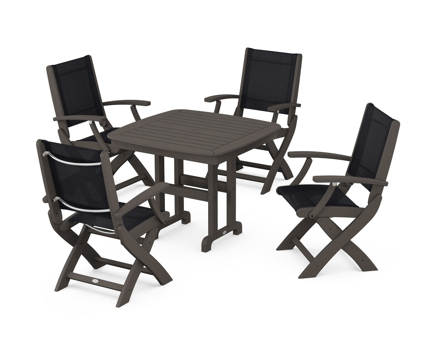 Coastal Folding Chair 5-Piece Dining Set