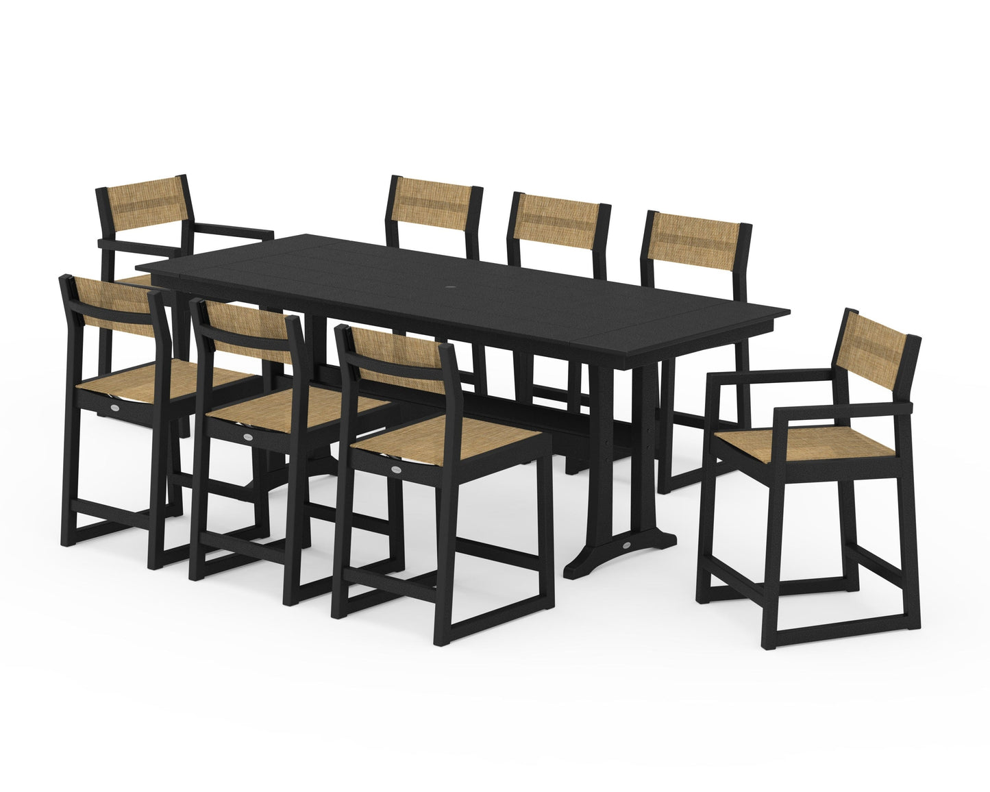 EDGE Sling 9-Piece Farmhouse Counter Set with Trestle Legs