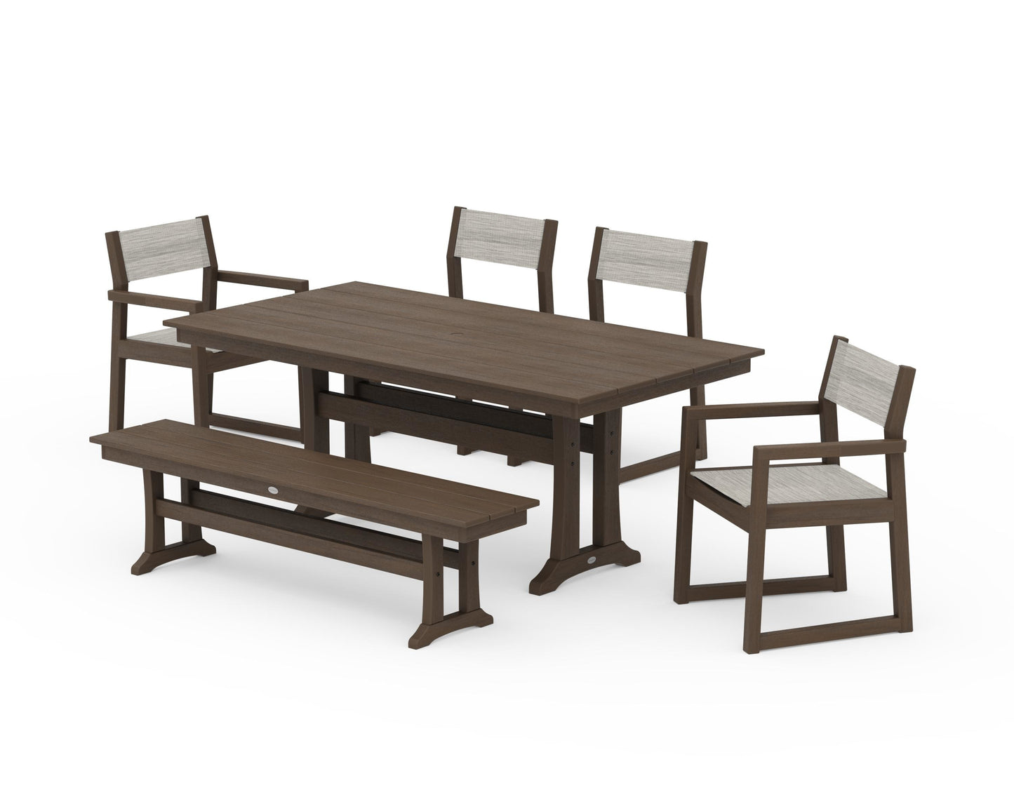 EDGE Sling 6-Piece Farmhouse Dining Set With Trestle Legs