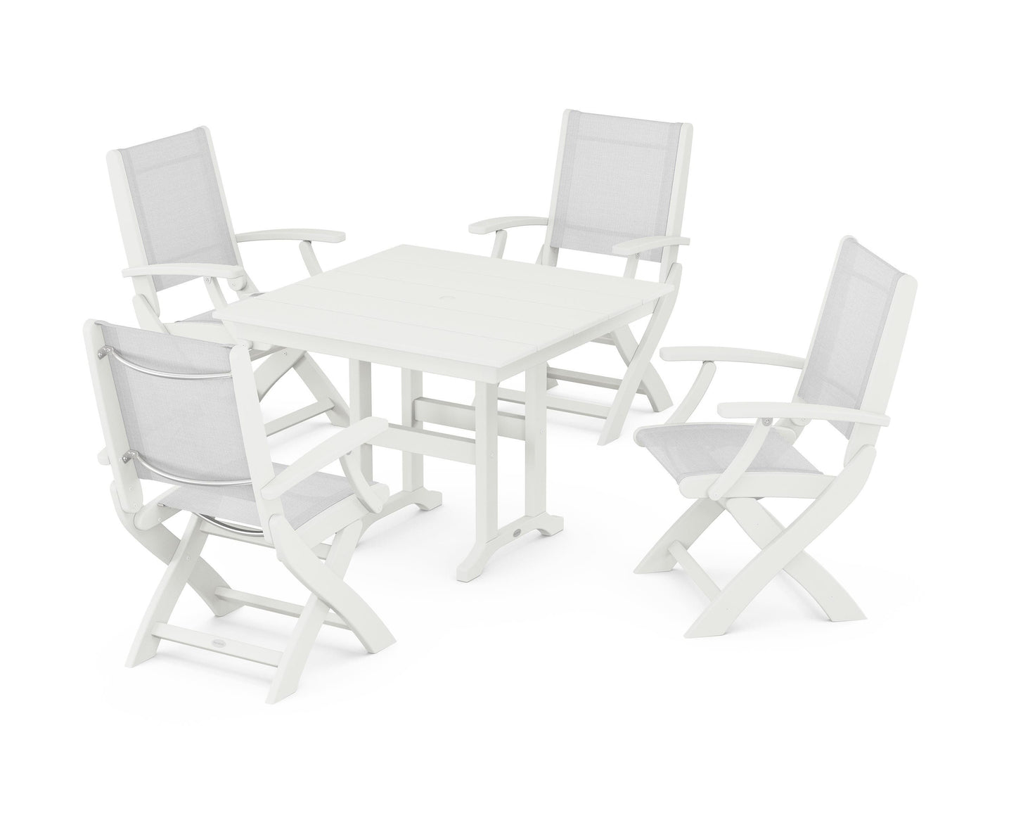 Coastal Folding Chair 5-Piece Farmhouse Dining Set