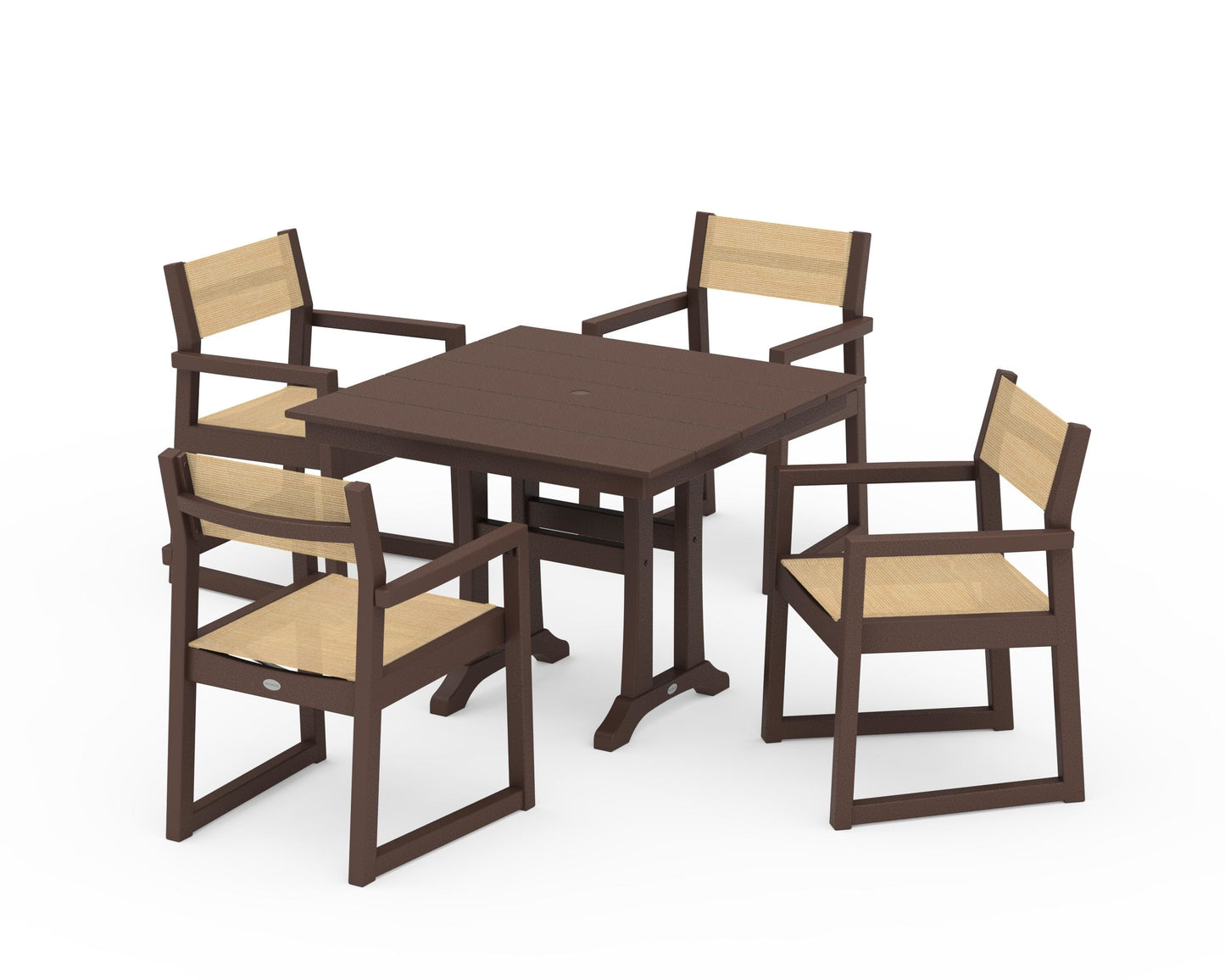 EDGE Sling 5-Piece Farmhouse Dining Set with Trestle Legs