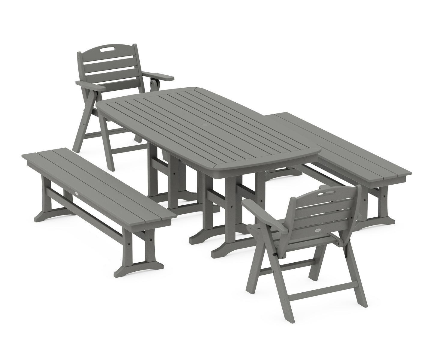 Nautical Lowback 5-Piece Dining Set with Benches