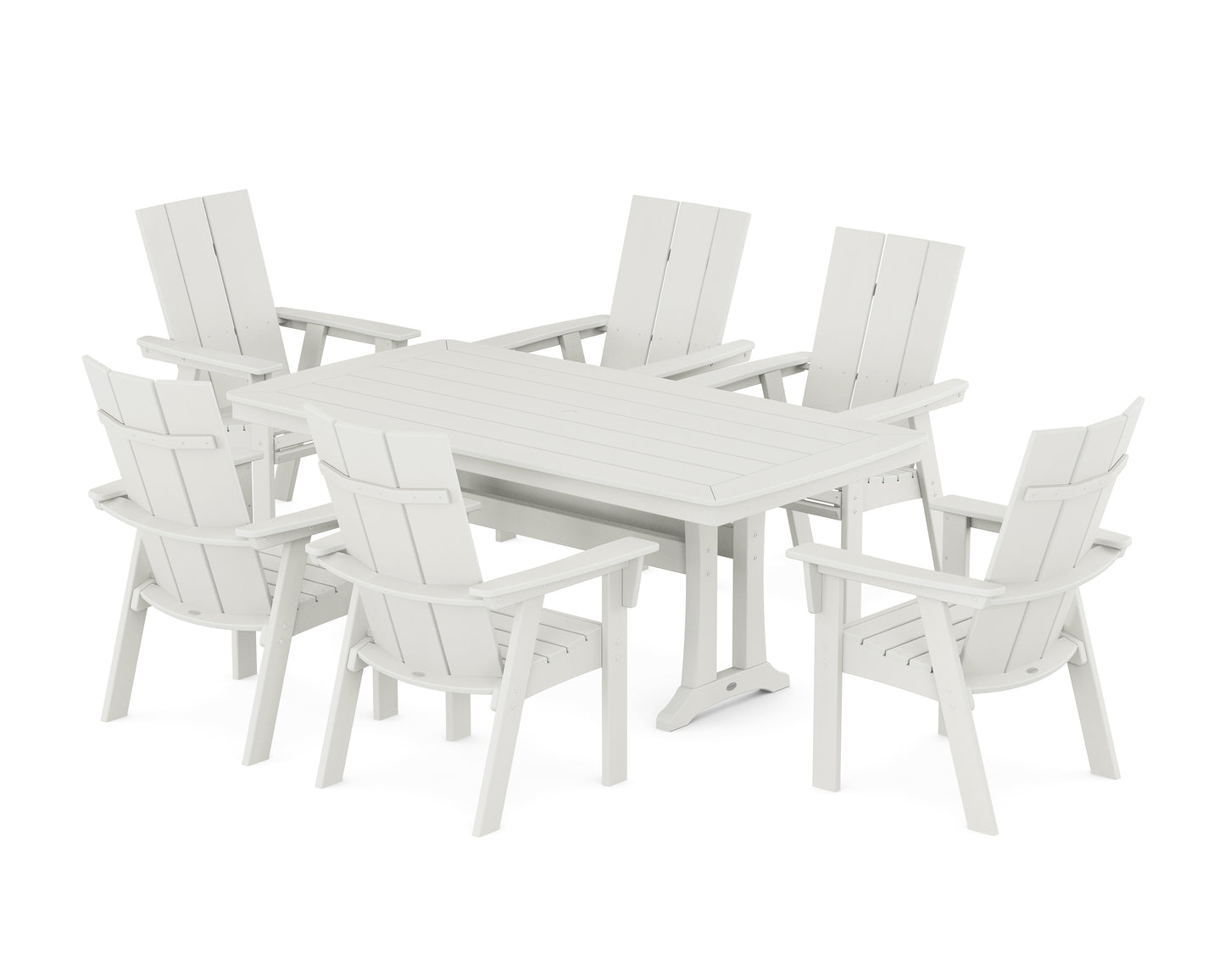 Modern Curveback Adirondack 7-Piece Dining Set with Trestle Legs