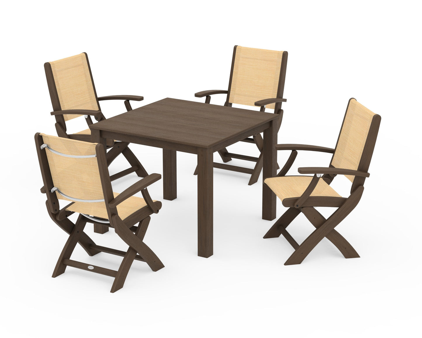 Coastal Folding Chair 5-Piece Parsons Dining Set