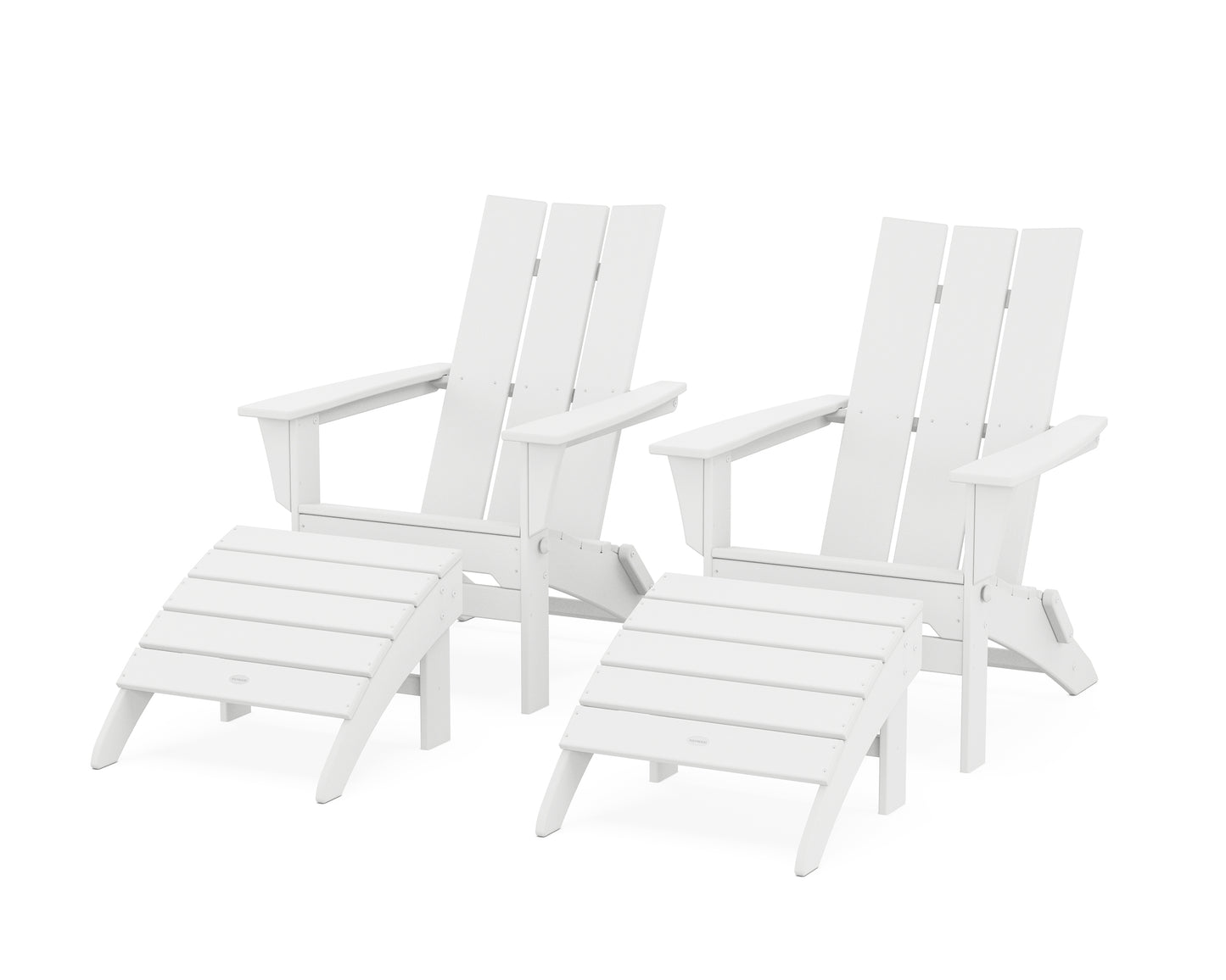 Modern Folding Adirondack Chair 4-Piece Set with Ottomans