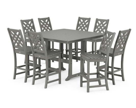 Wovendale Side Chair 9-Piece Square Bar Set with Trestle Legs