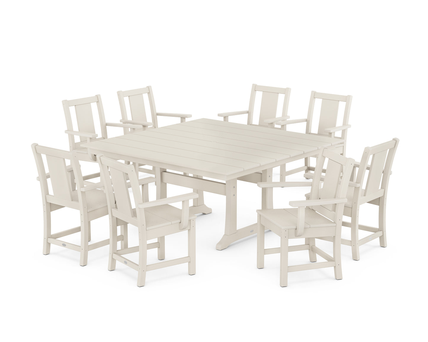 Prairie 9-Piece Square Farmhouse Dining Set with Trestle Legs