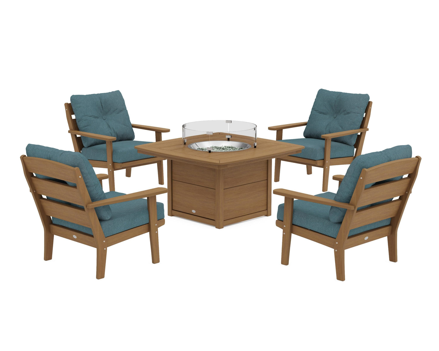 Lakeside 5-Piece Deep Seating Set with Nautical Fire Pit Table