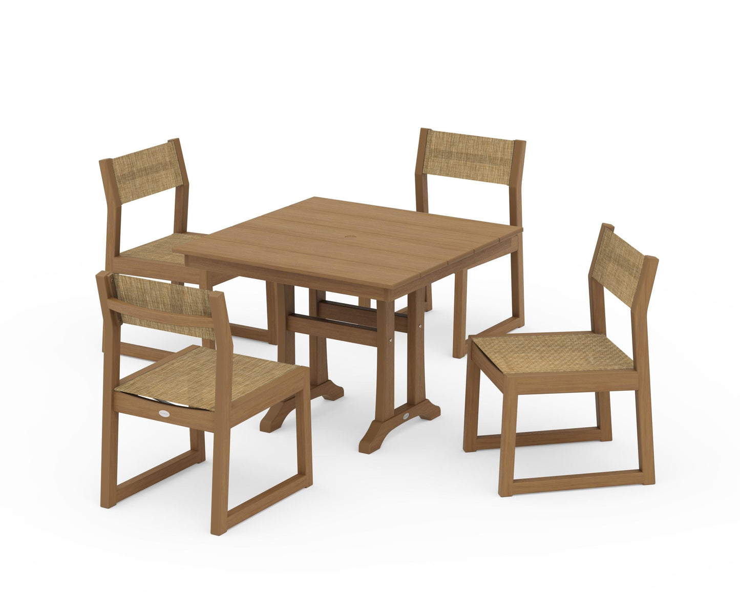 EDGE Sling 5-Piece Farmhouse Trestle Side Chair Dining Set