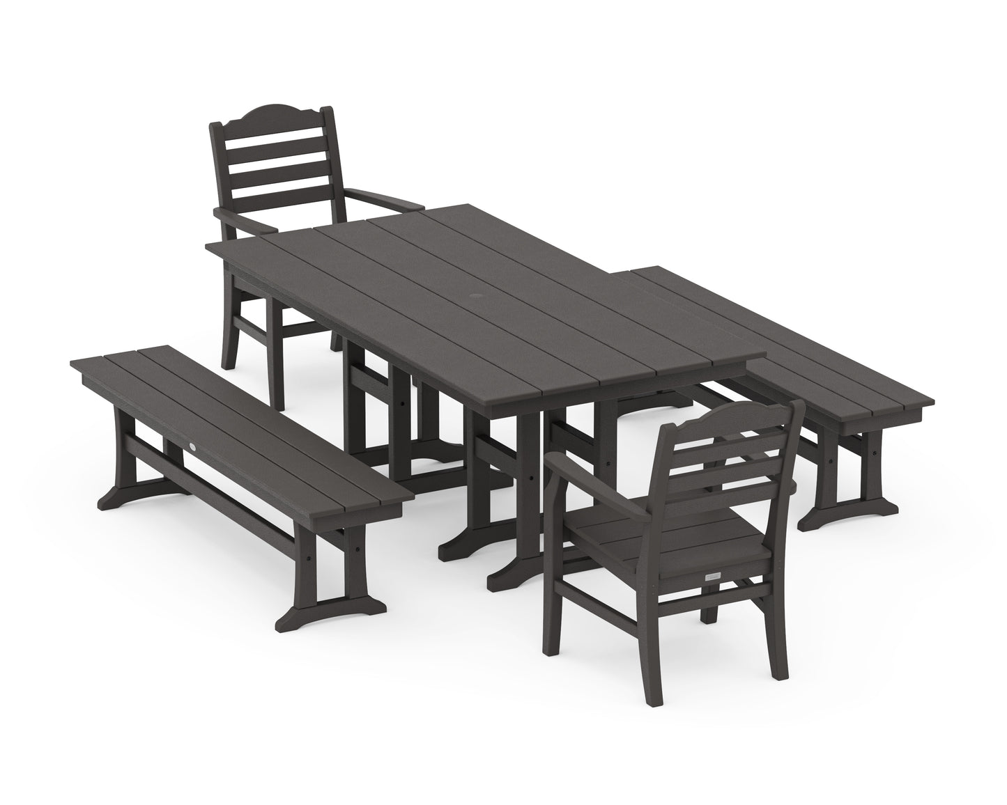 Savannah 5-Piece Farmhouse Dining Set with Benches