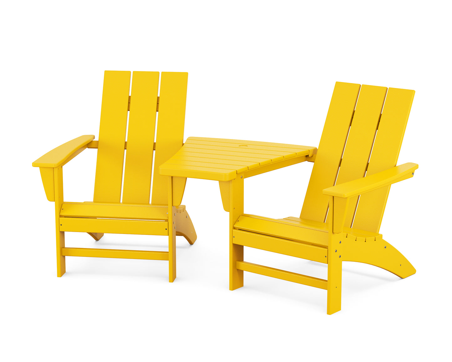 Modern 3-Piece Adirondack Set with Angled Connecting Table