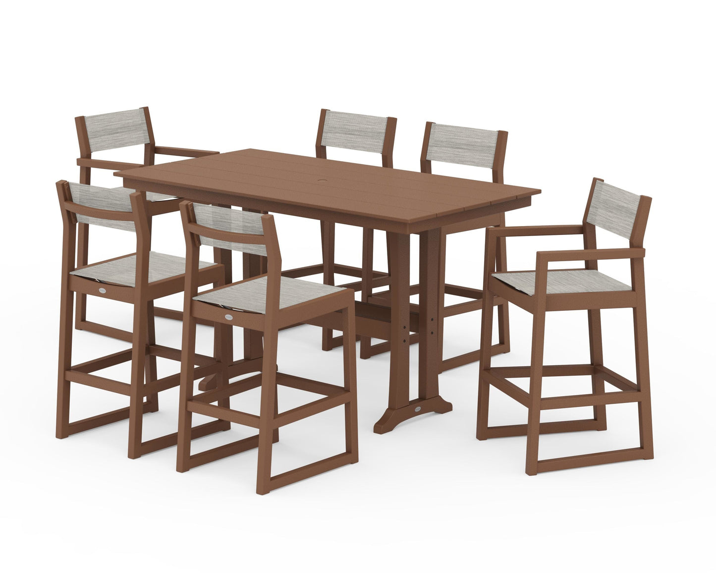 EDGE Sling 7-Piece Farmhouse Bar Set with Trestle Legs
