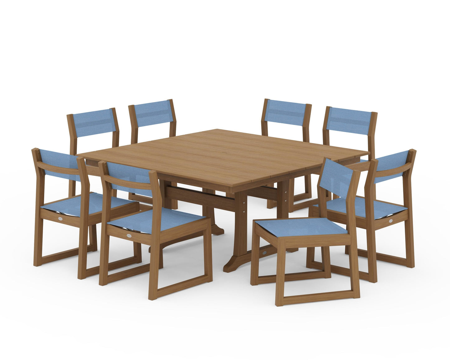 EDGE Sling Side Chair 9-Piece Farmhouse Trestle Dining Set