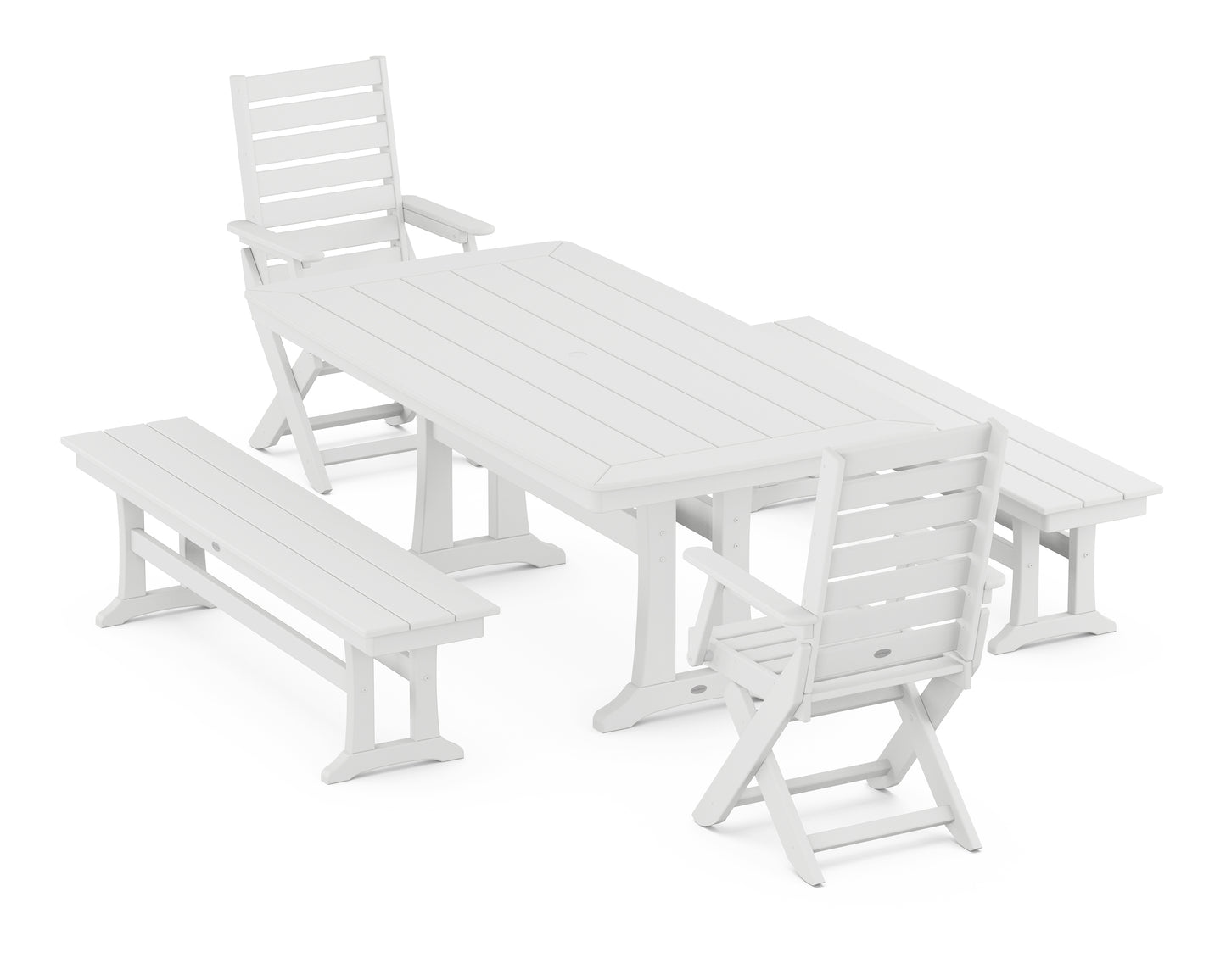 Captain Folding Chair 5-Piece Dining Set with Trestle Legs