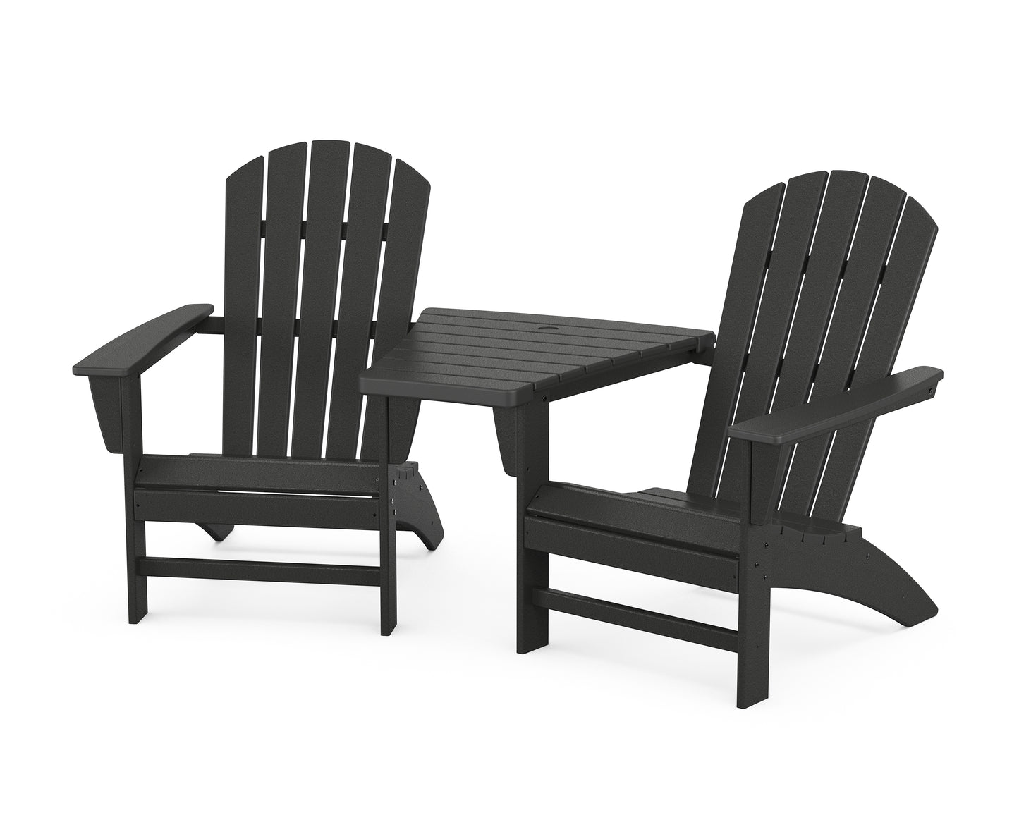 Nautical 3-Piece Adirondack Set with Angled Connecting Table