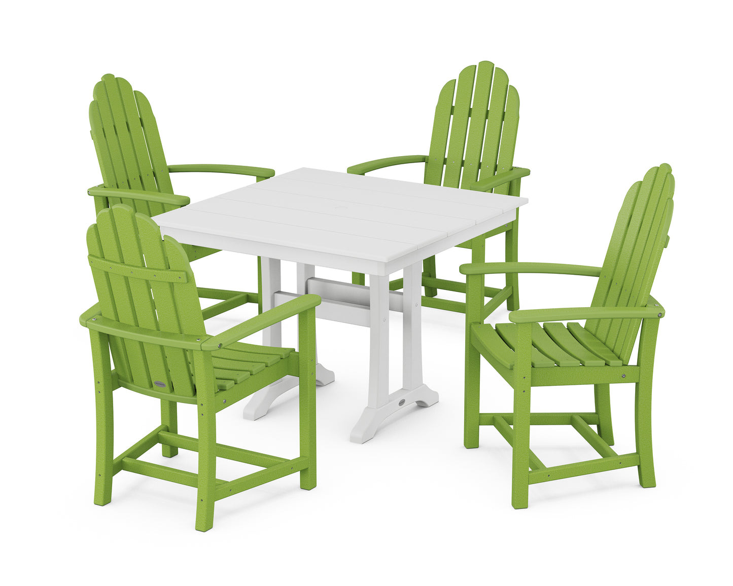 Classic Adirondack 5-Piece Farmhouse Dining Set With Trestle Legs