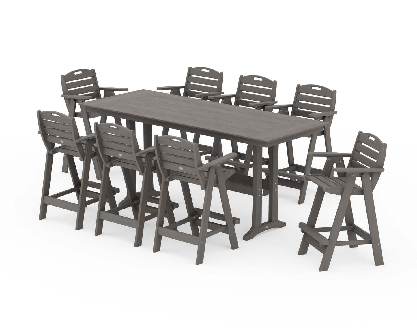Nautical 9-Piece Farmhouse Bar Set with Trestle Legs