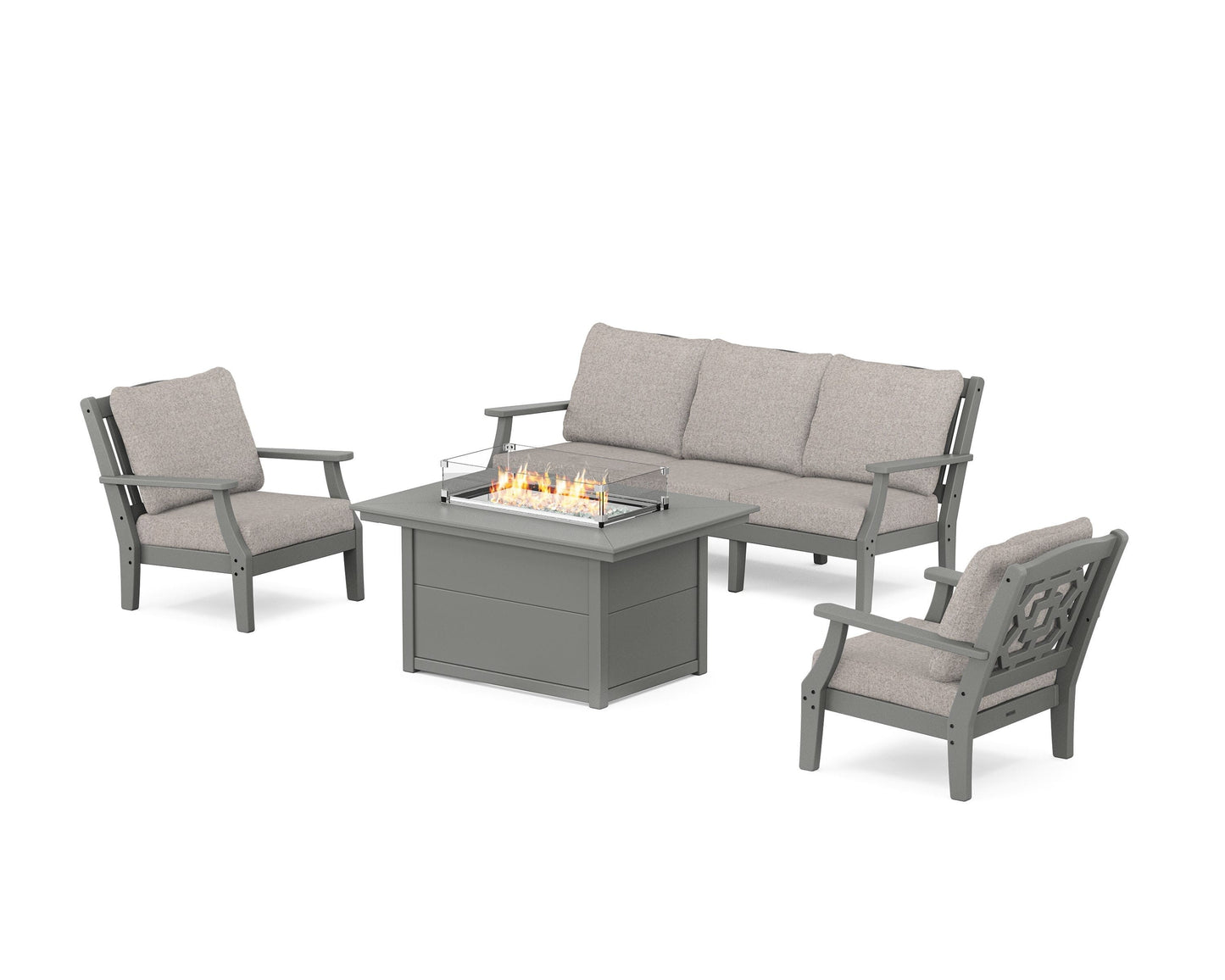 Chinoiserie Deep Seating Fire Pit Table Set