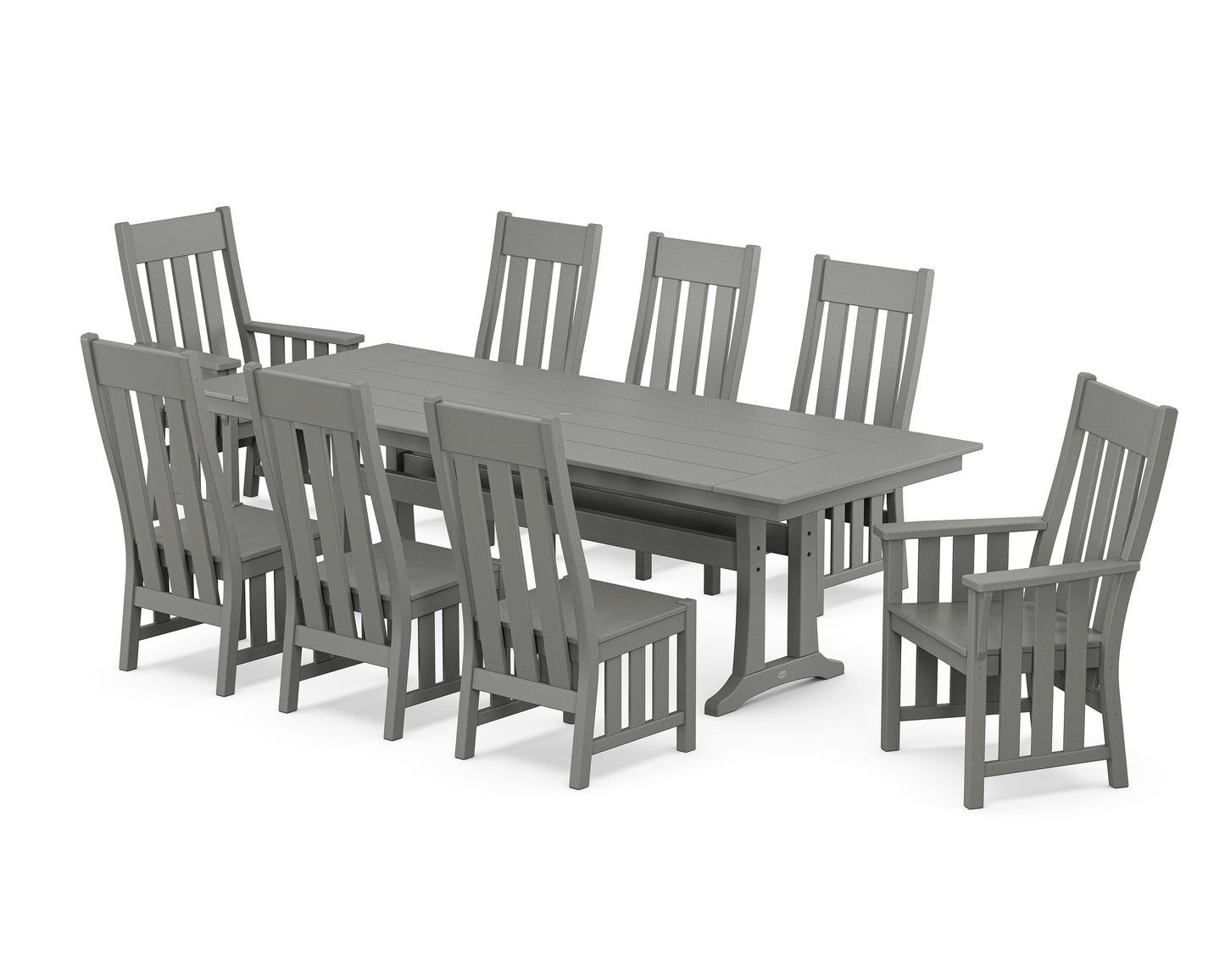 Acadia 9-Piece Farmhouse Dining Set with Trestle Legs