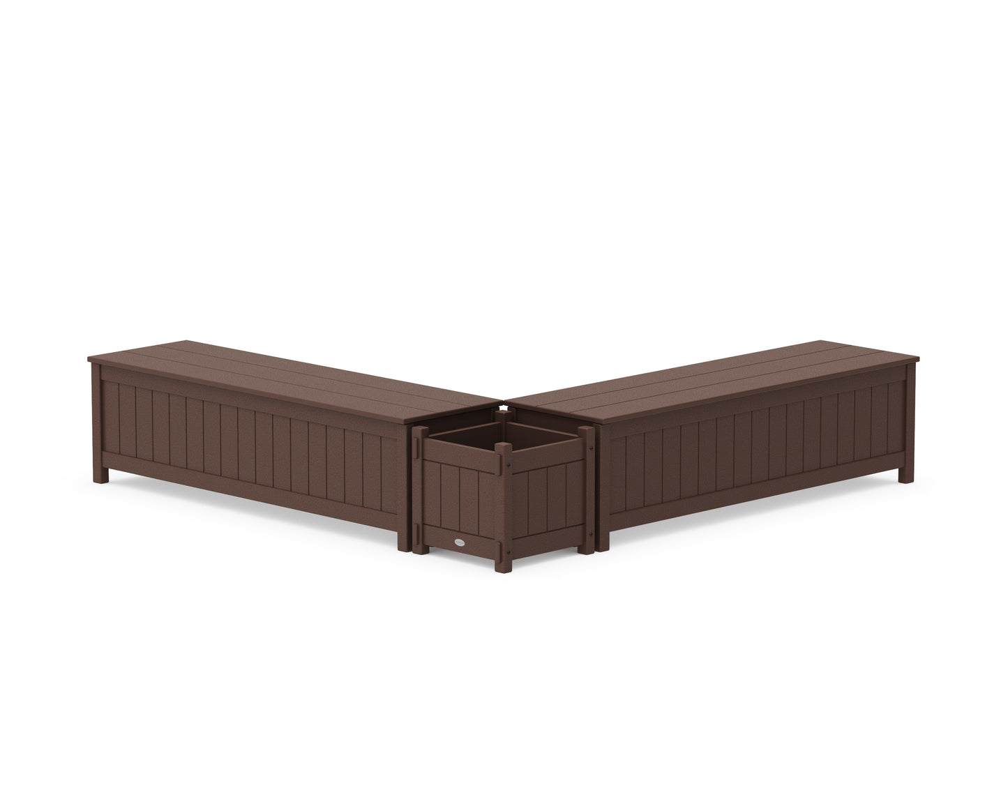 60" Vineyard L- Shaped Planter Storage Bench Set