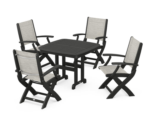Coastal Folding Chair 5-Piece Dining Set