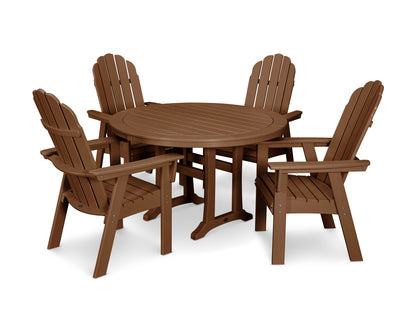 Vineyard Curveback Adirondack 5-Piece Nautical Trestle Dining Set