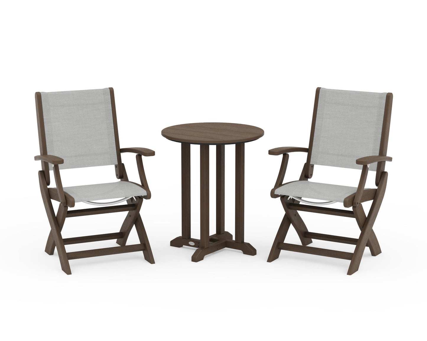 Coastal Folding 3-Piece Round Bistro Dining Set