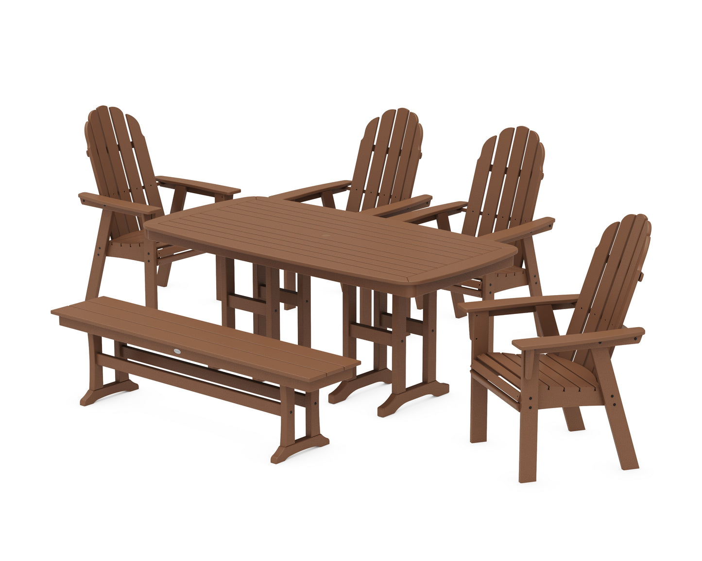 Vineyard Curveback Adirondack Chair 6-Piece Dining Set with Bench