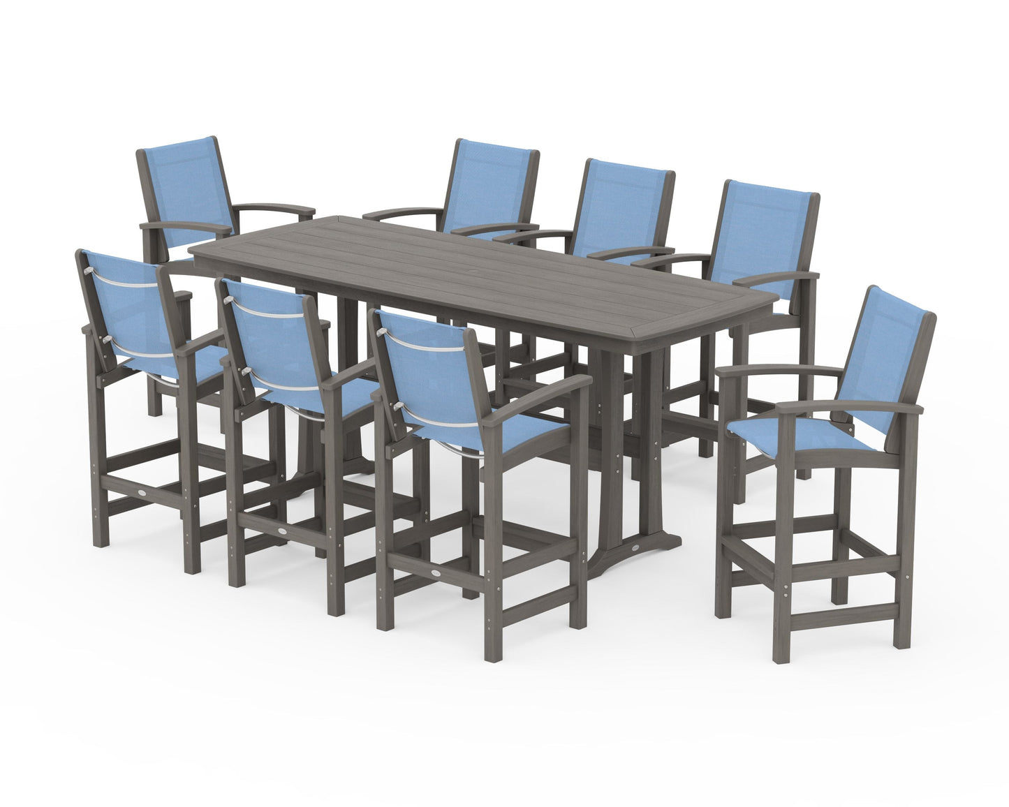 Coastal 9-Piece Bar Set with Trestle Legs