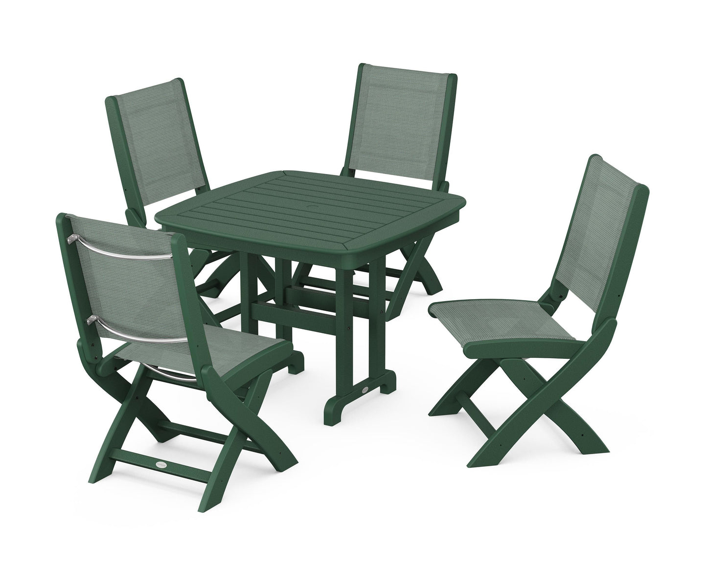 Coastal Folding Side Chair 5-Piece Dining Set