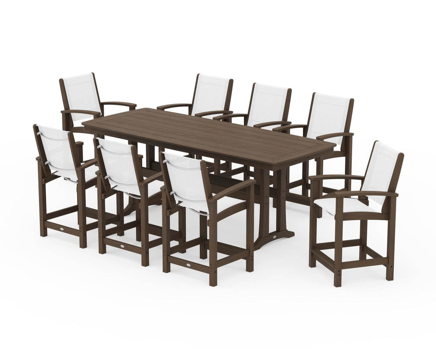 Coastal 9-Piece Counter Set with Trestle Legs