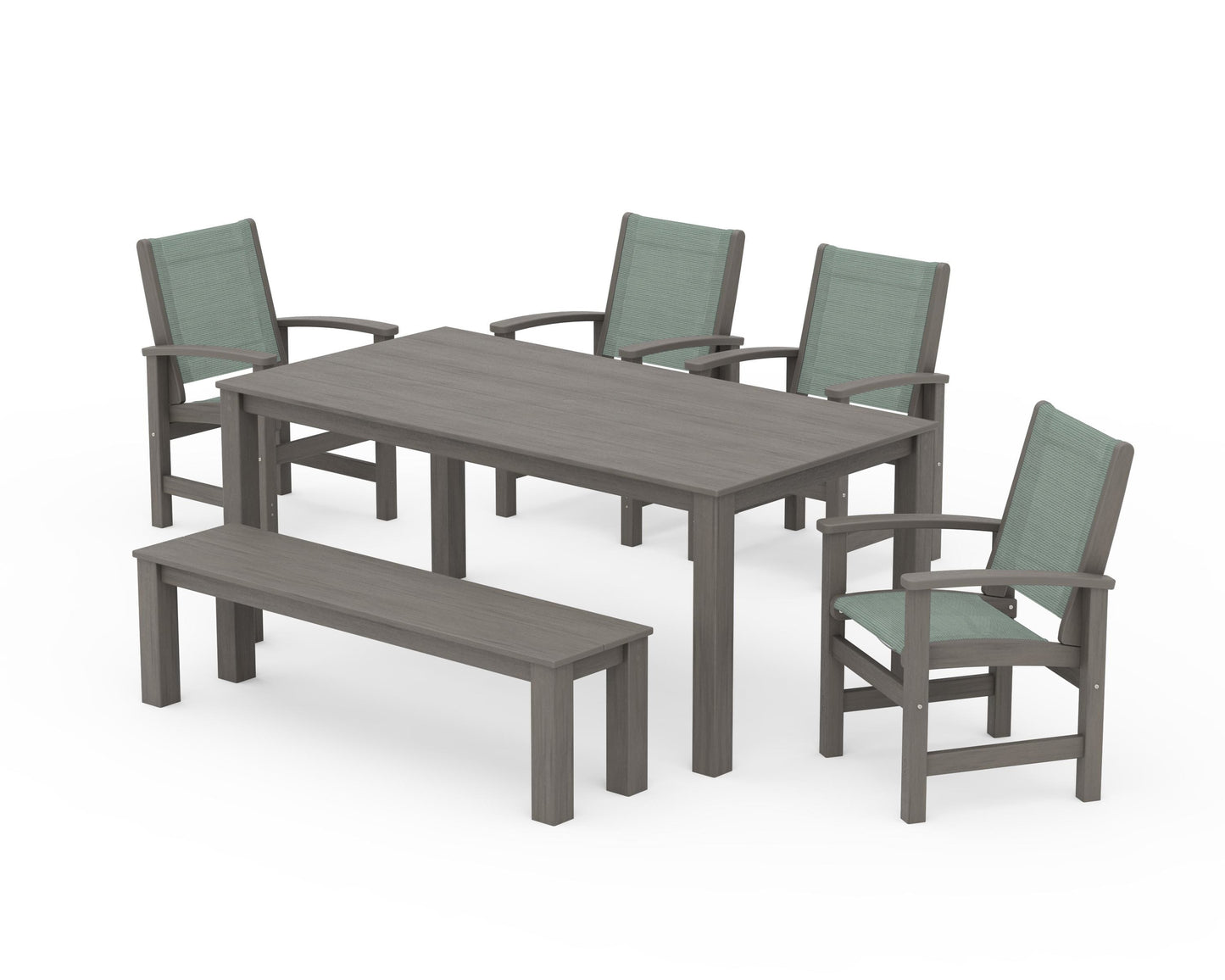 Coastal 6-Piece Parsons Dining Set with Bench