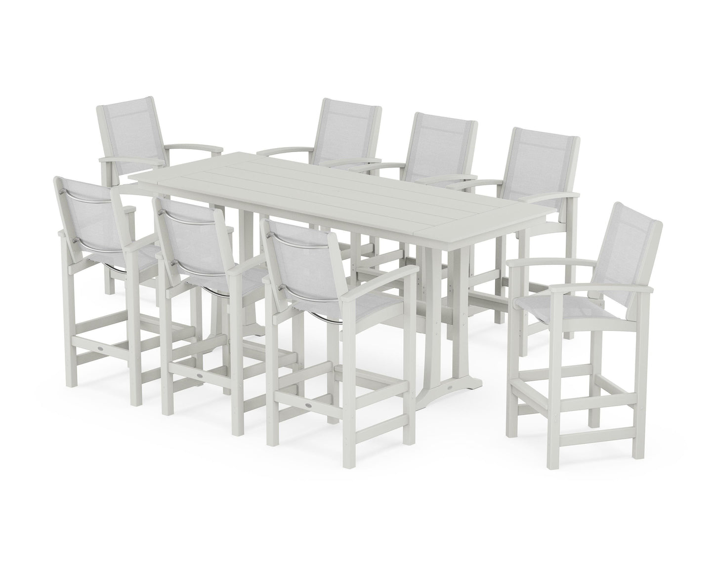 Coastal 9-Piece Farmhouse Bar Set with Trestle Legs