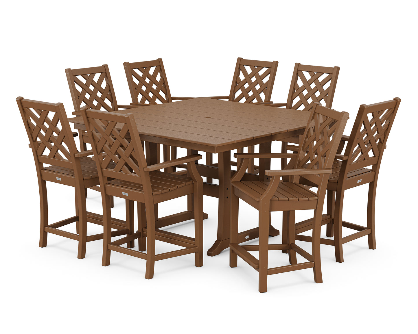 Wovendale 9-Piece Square Farmhouse Counter Set with Trestle Legs