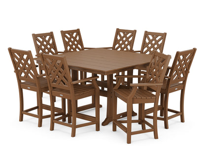 Wovendale 9-Piece Square Farmhouse Counter Set with Trestle Legs