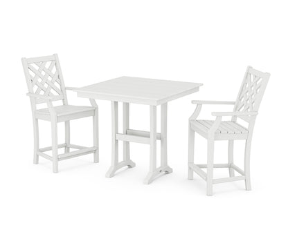 Wovendale 3-Piece Farmhouse Counter Set with Trestle Legs