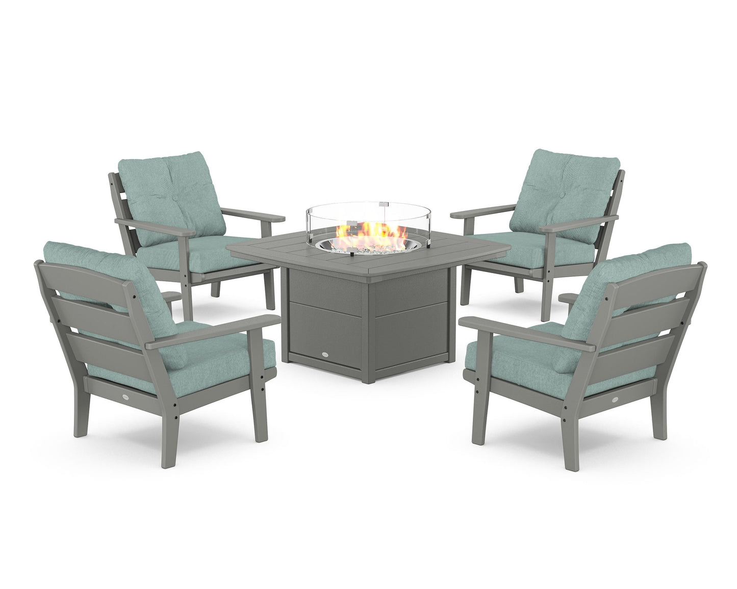 Lakeside 5-Piece Deep Seating Set with Nautical Fire Pit Table