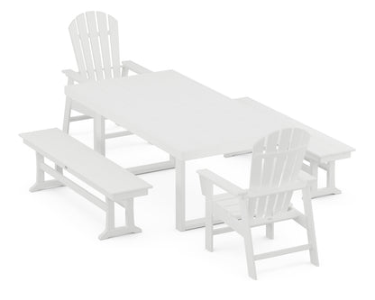 South Beach 5-Piece Dining Set with Benches