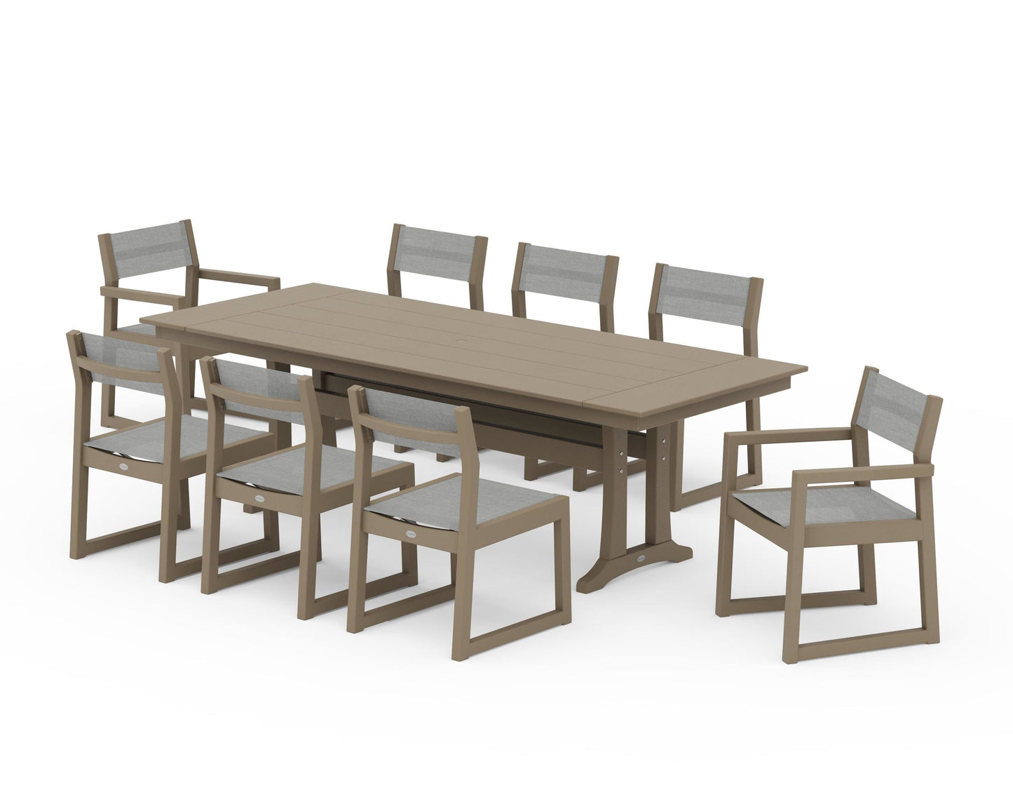 EDGE Sling 9-Piece Farmhouse Trestle Dining Set