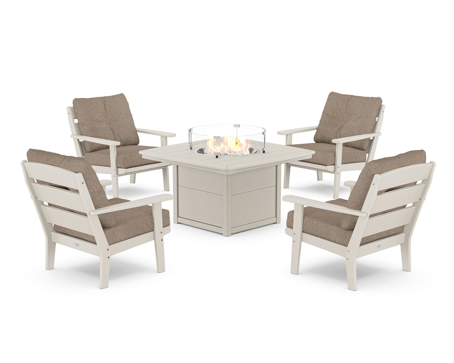 Lakeside 5-Piece Deep Seating Set with Nautical Fire Pit Table