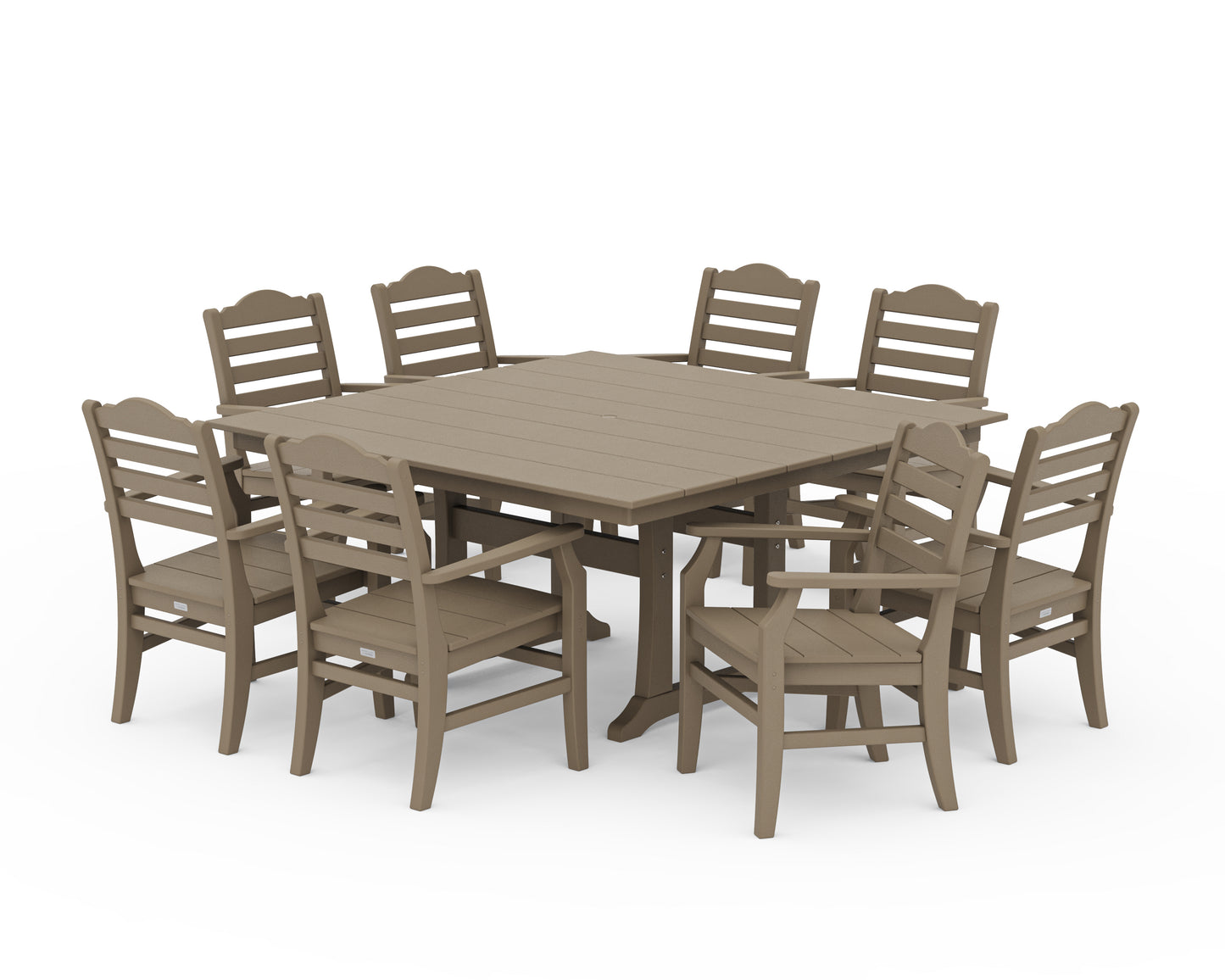 Savannah 9-Piece Square Farmhouse Dining Set with Trestle Legs