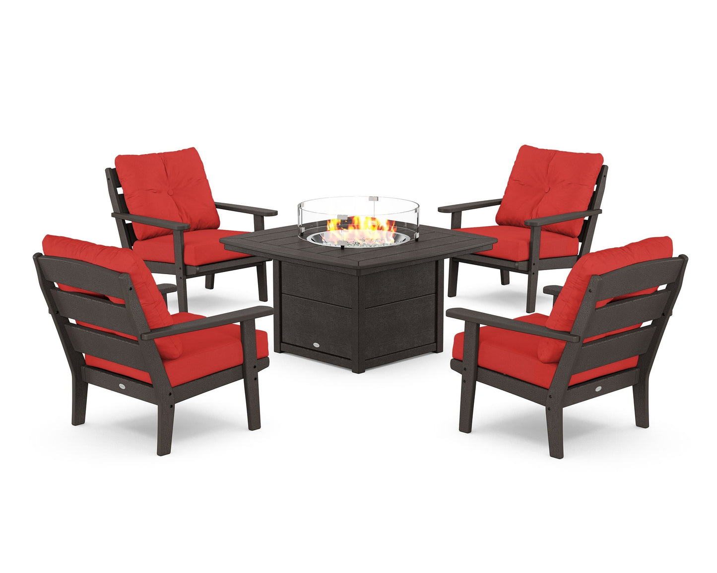 Lakeside 5-Piece Deep Seating Set with Nautical Fire Pit Table