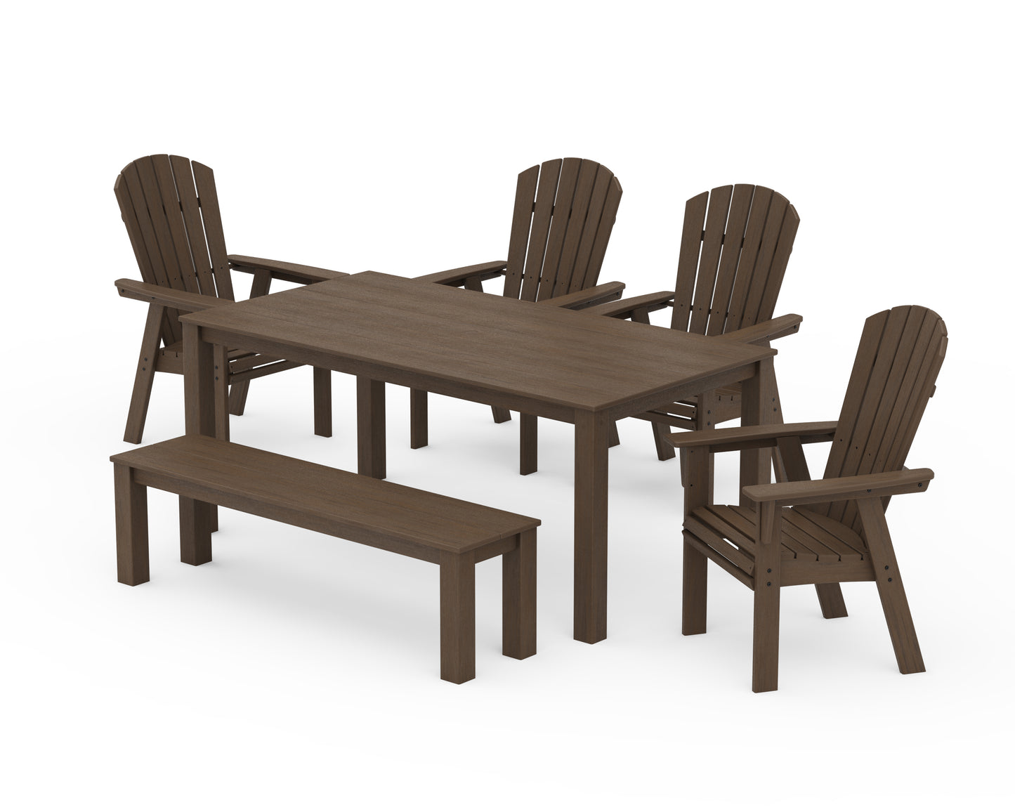 Nautical Curveback Adirondack 6-Piece Parsons Dining Set with Bench