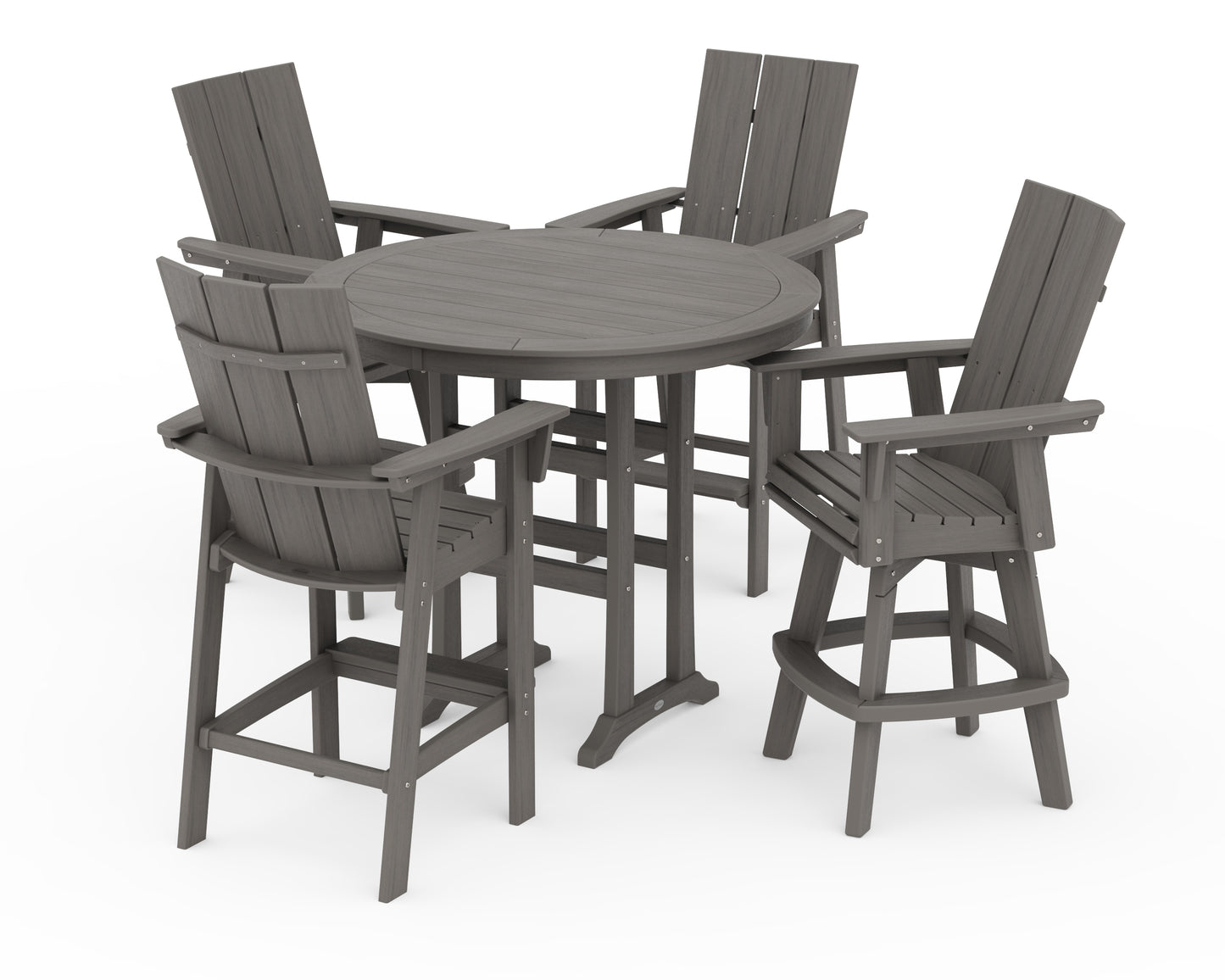 Modern Adirondack 5-Piece Nautical Trestle Round Bar Set with Swivels