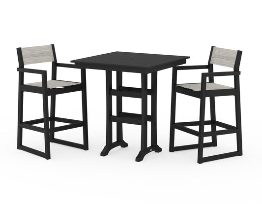 EDGE Sling Arm Chair 3-Piece Farmhouse Bar Set with Trestle Legs