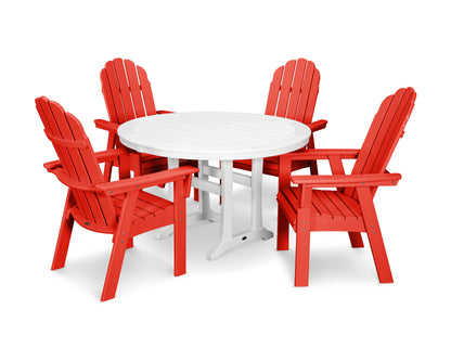 Vineyard Curveback Adirondack 5-Piece Nautical Trestle Dining Set