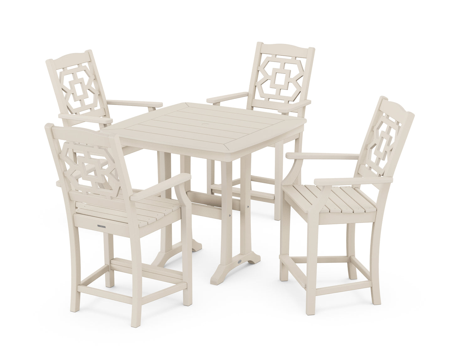 Chinoiserie 5-Piece Counter Set with Trestle Legs