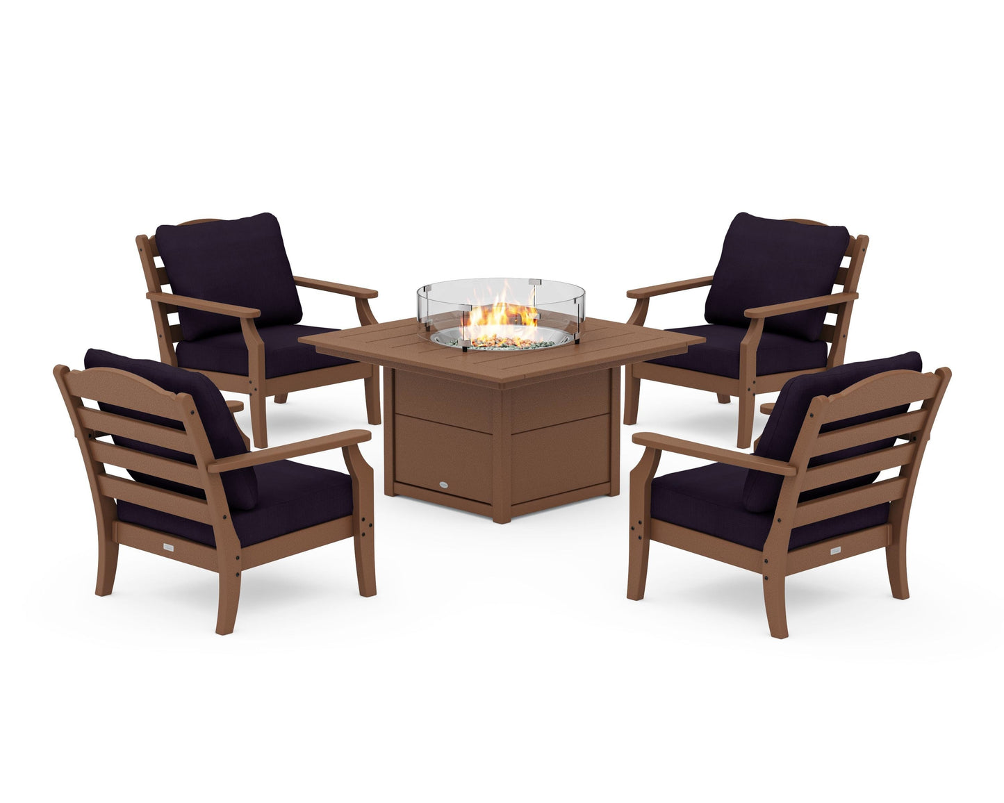 Savannah 5-Piece Deep Seating Set with Fire Pit Table