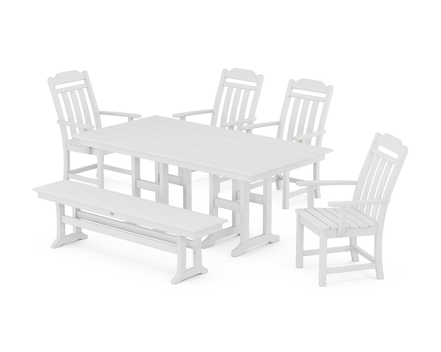 Country Living 6-Piece Farmhouse Dining Set with Bench