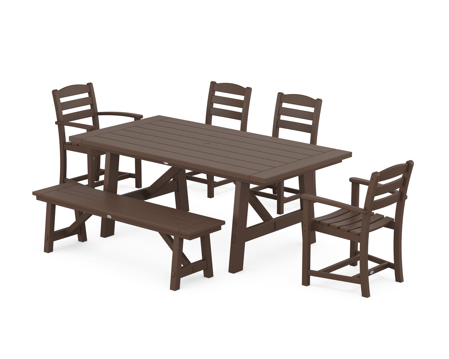 La Casa Café 6-Piece Rustic Farmhouse Dining Set with Bench